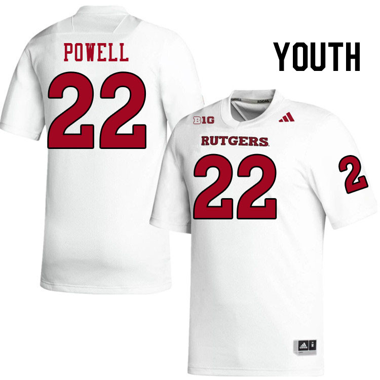 Youth #22 Tyreem Powell Rutgers Scarlet Knights 2024 College Football Jerseys Stitched-White